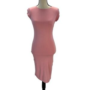 Velvet Torch Cap Sleeve Bodycon T-Shirt Dress - Bubble Gum Pink - size XSmall